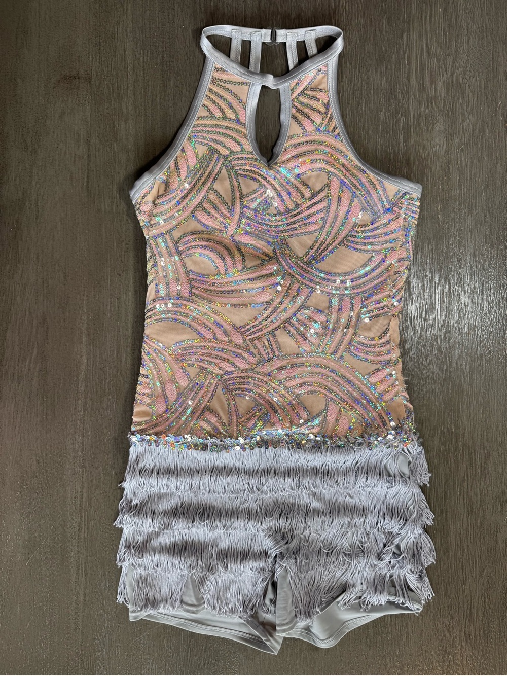 Weissman Big Girls Donāt Cry Silver Sequin Flapper Romper Dance Onesie M - Picture 3 of 10